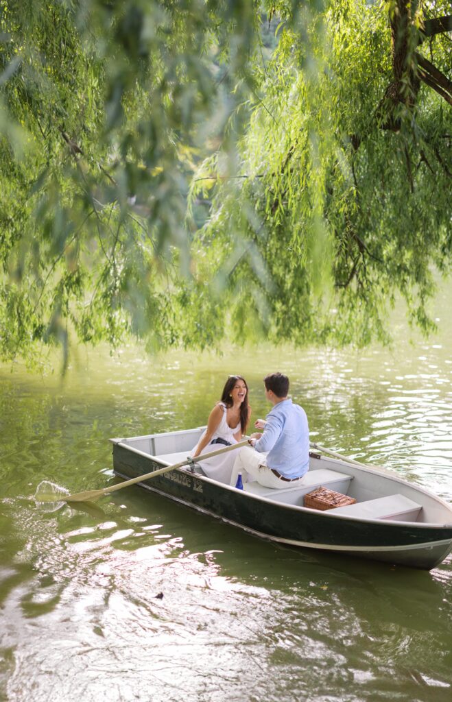 Romantic Central Park Boat House Engagement Photos in NYC