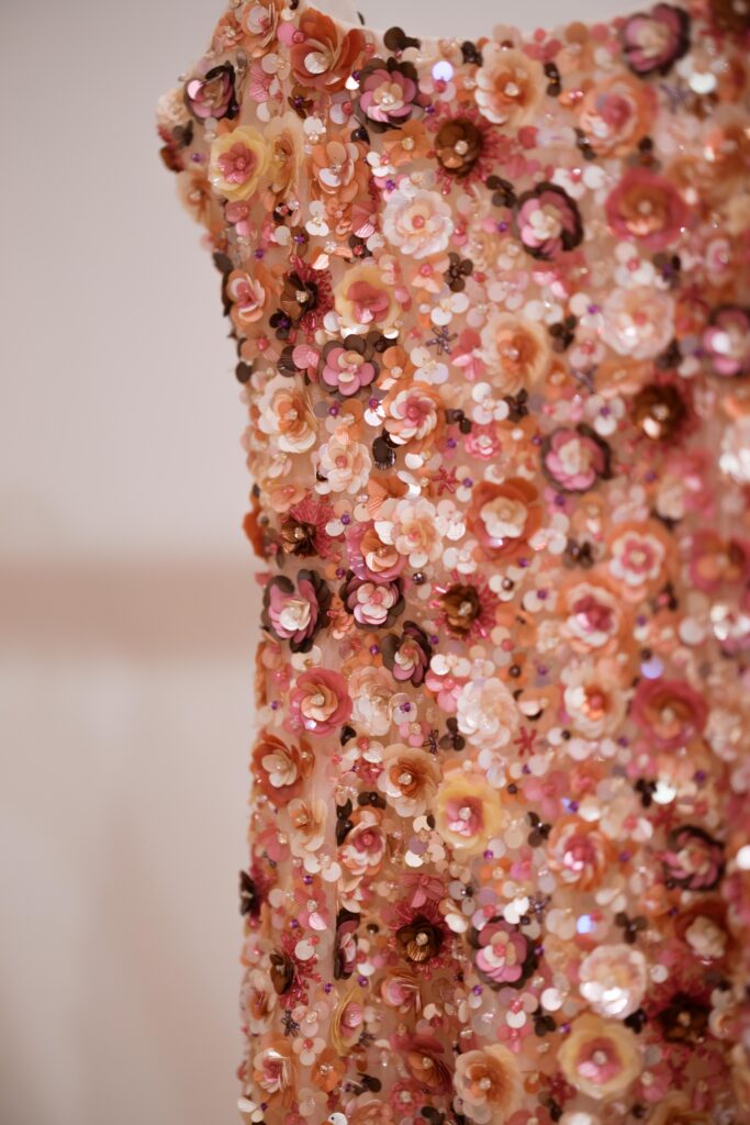 Galia Lahav colorful beaded cocktail dress shown at New York Bridal Fashion Week