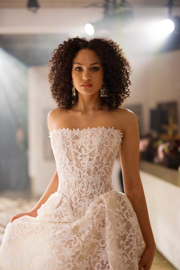 Galia Lahav fitted wedding gown with intricate lace detail photographed in NYC