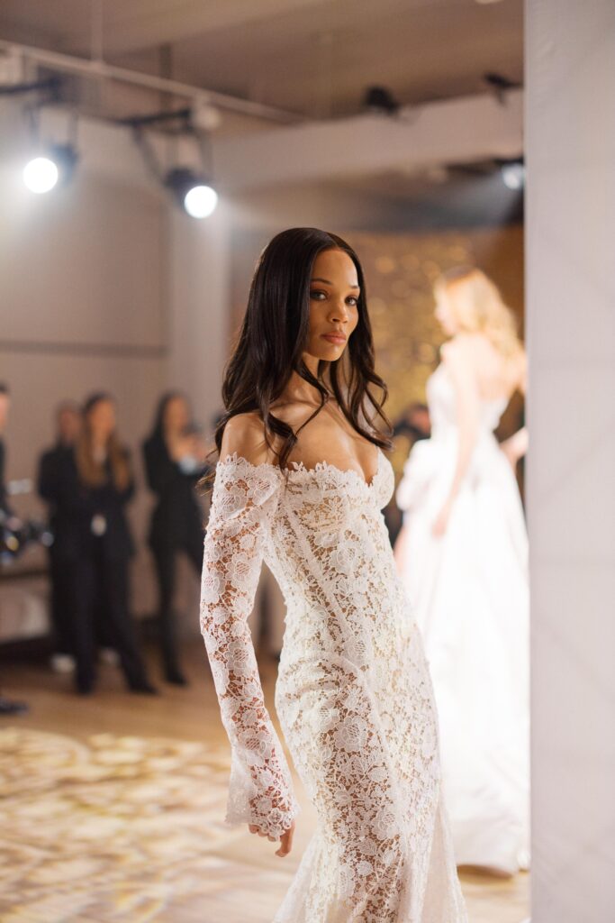 Galia Lahav fitted wedding gown with intricate lace detail photographed in NYC