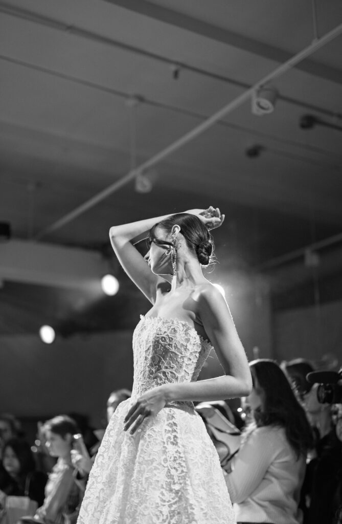 Galia Lahav fitted wedding gown with intricate lace detail photographed in NYC