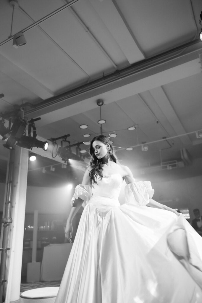  Galia Lahav couture ballgown with dramatic train at New York Bridal Fashion Week 2025