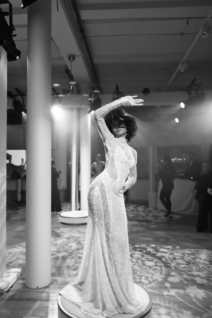 Galia Lahav couture tight with dramatic lace train at New York Bridal Fashion Week 2025
